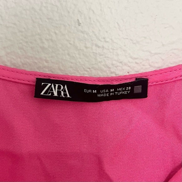 Zara Satin Mini Dress – Barbiecore 90s Coquette Babydoll - Hot Pink - Size M - Picture 9 of 15